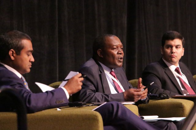 Participants take part in the &quot;Digital Financial Services: Where are we Headed?&quot; panel at the 2014 GPF in Trinidad and Tobago.